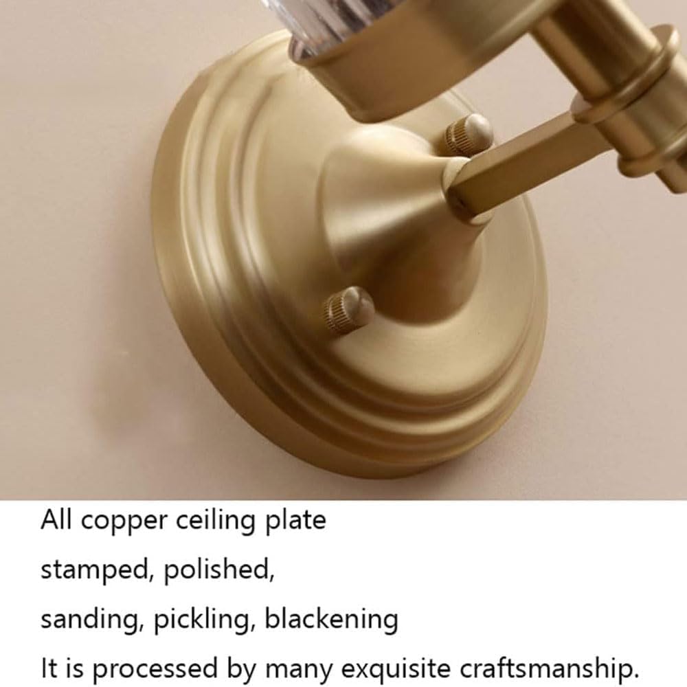 RXPVUXE Aplique De Pared Largo Vintage De Latón Cepillado, Lámpara De Pared Con Tubo De Vidrio Transparente, Luz De Tocador De Baño De Oro Antiguo, 28