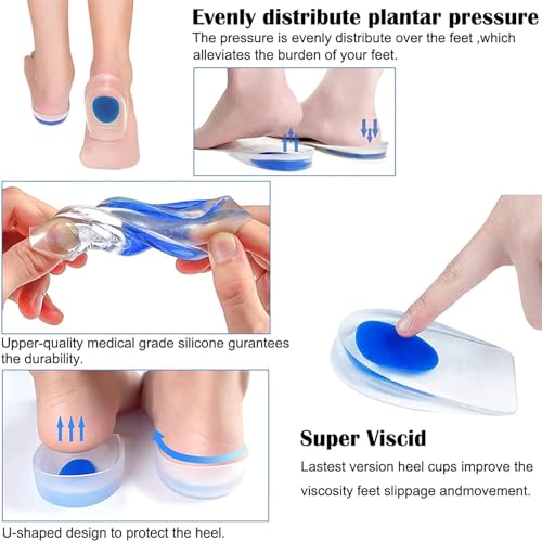 Image of Silicone Gel Heel Protector Insole Cups for Swelling and Pain Relief, Shock-Absorbing Heel Pad for Foot Care, Comfortable Shoe Inserts for Men and Women, Ankle and Heel Pain