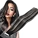 Produktbild LaaVoo Extensions Echthaar Tape Seamless Skin Weft 100% Remy Human Hair Extensions Ombre Black Balayage Silver 50GR/20PCS 2,5GR*20PCS 22 Zoll/55cm