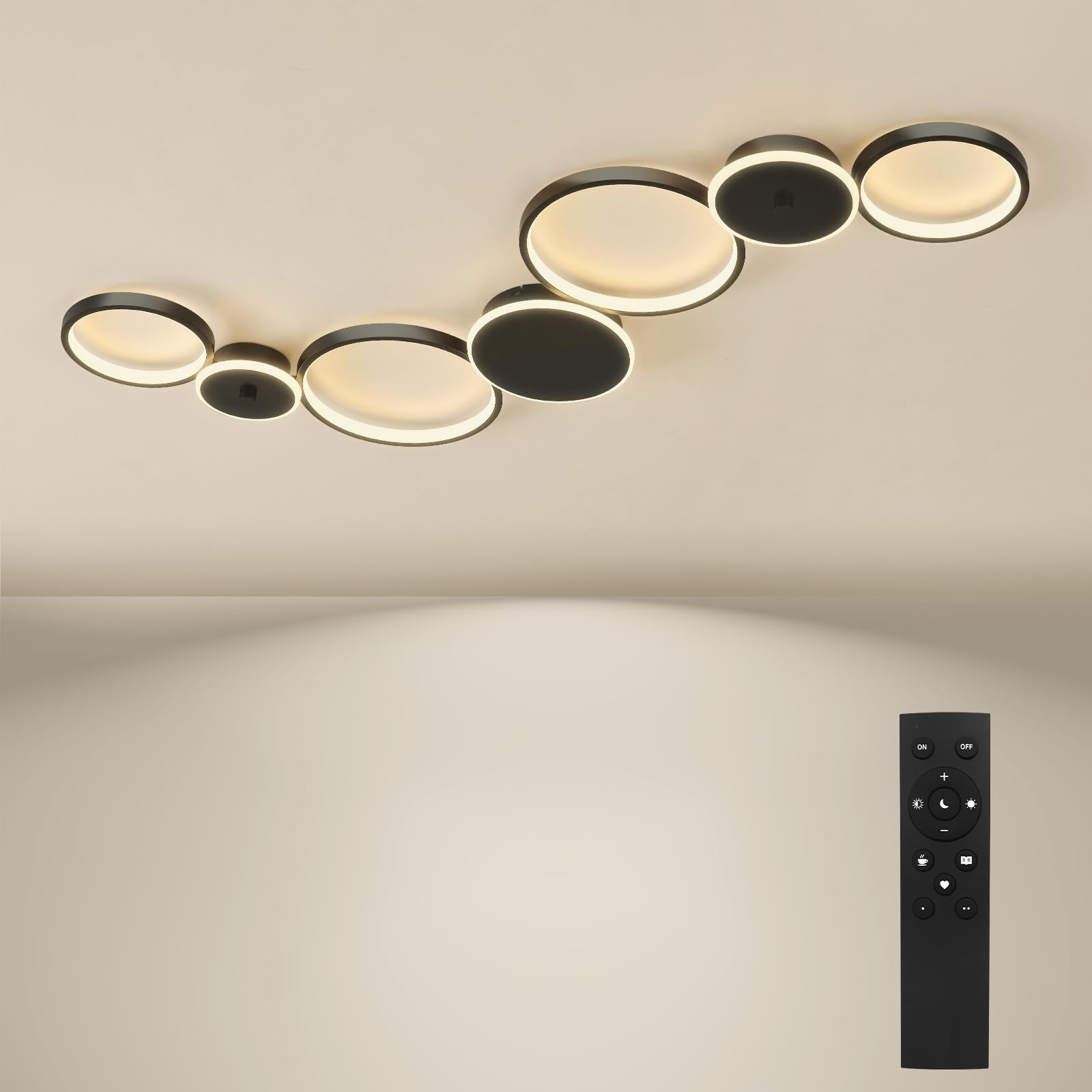 BAYHT Dimmable Ceiling Light with Remote Control, 62W White LED Ceiling Lights Fixtures Brightness Adjustable, Modern Ceiling Lamp LED for Living Room Bedroom