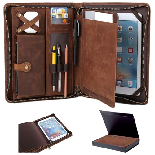 Leather Case for ipad Pro 11' Genuine Leather Smart Folio with Pencil Holder Zipper Pocket Multifunctional iPad case Compatible with iPad 11 /iPad...