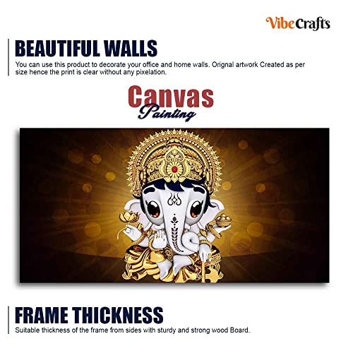 Image of VIBECRAFTS Canvas Paintings for Living Room Drawing Room Little Ganesha Canvas Wall Painting Fitted With Wooden Frame For Home | Office | Living Room | Gift (PTVCH 2497)