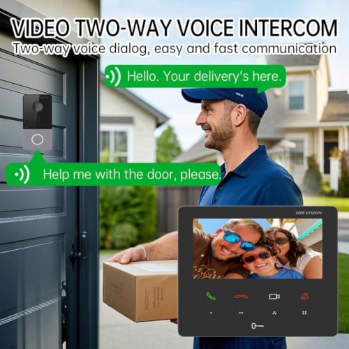 Image of HIKVISION Video Door Phone Kit with 4.3 Inch Indoor Monitor DS-KH6110-WE1 & 2MP HD Villa Door Station DS-KV6113-WPE1, Wi-Fi, PoE, Two-Way Audio, Remote Mobile Monitoring
