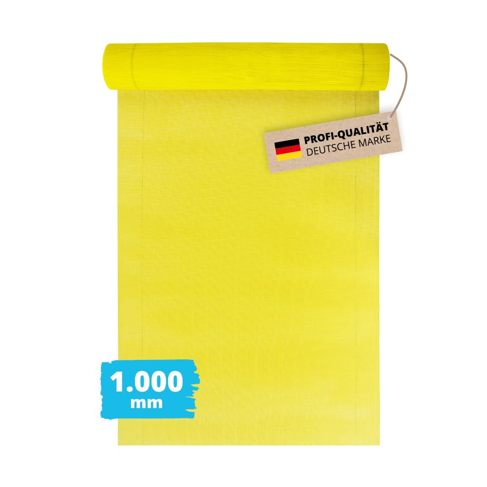 1x Alfa WDVS Gewebe gelb 1000 mm x 50 m Armierungsgewebe aus E-Glasfaser 165 g/m² Putzgewebe 4 x 4 mm Maschenweite alkalibeständiges und schiebefestes Glasfasergewebe