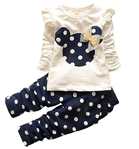 Image of WHBFRG Baby Girl Clothes, 3 Pieces Long Sleeved Cute Toddler Infant Outfits Kids Tops and Pants Set