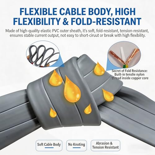 Câble plat flexible pour portails électriques extérieurs et ascenseur 100FT 5C