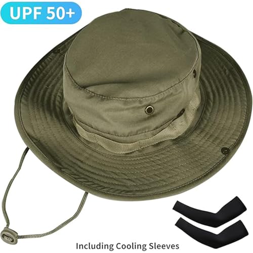 Image of Sun Hats for Men Women Bucket Hat UPF 50+ Boonie Hat Foldable UV Protection Hiking Beach Fishing Summer Safari