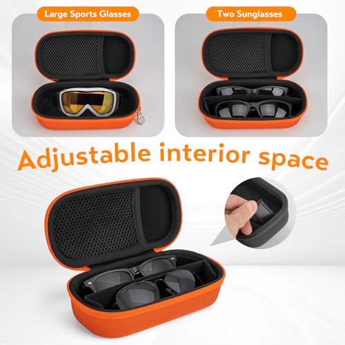 Image of Double Eyeglasses Case, Hard Shell Dual Glasses Case Travel Sunglasses Organizer for Men Women