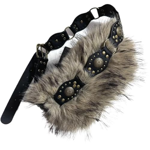Ceinture hip-hop gothique punk en cuir PU marron Y2K pour décor de jean