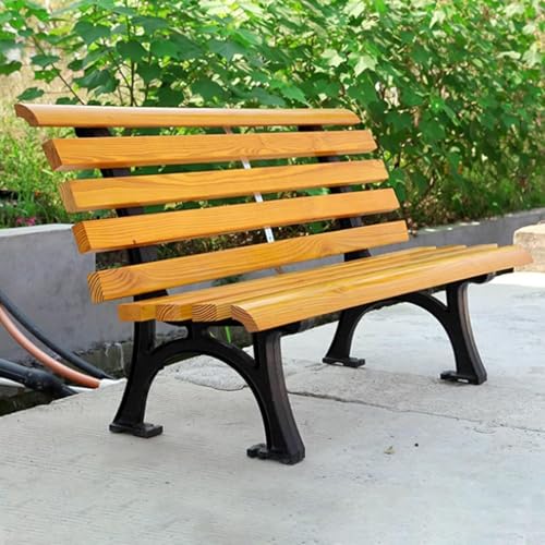 Banco de madera para exteriores con estructura met&aacute;lica de parques y plazas p&uacute;blicas 3