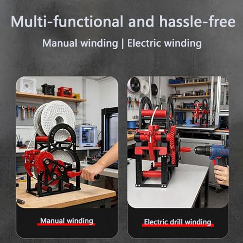 Enrollador de filamento doble manual eléctrico para impresora 3D rojo 8