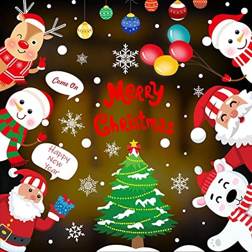Christmas Window Stickers 9 Sheet,Reusable Window Stickers Christmas Scene, Xmas Window Decorations Clings PVC Static Stickers for Glass,Removable Christmas Window Display Sticker Double Sided