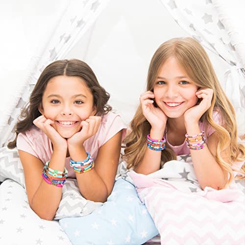 Jadive JADIVE-BRACELETS-0550 48 Pcs Colorful Kids Friendship Bracelet Set Adjustable Stretch Beaded Bracelets Bracelet Preppy Heishi Surfer Bracelets Set Friendship Bracelets thumb #3
