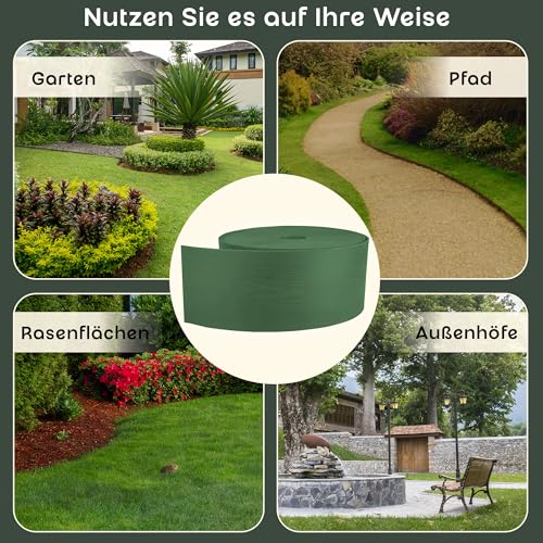 GARDENIX Flexible Rasenkante Kunststoff 10m, Höhe 130mm - Rasen Beeteinfassung Holzoptik - Beetumrandung Rund - Wetterbeständige Rasenbegrenzung, Rasenkanten Anthrazit