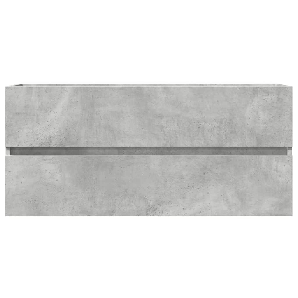 Mobile sottolavabo grigio cemento in legno 100 x 38,5 x 45 cm con spazio portaoggetti sospeso, set di mobili da bagno, impermeabile, salvaspazio, per piccoli bagni