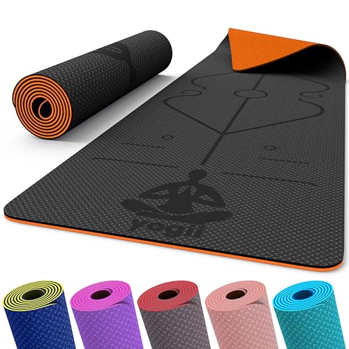 Yogii 6mm Yoga Mat, Non-Slip with Alignment Guides