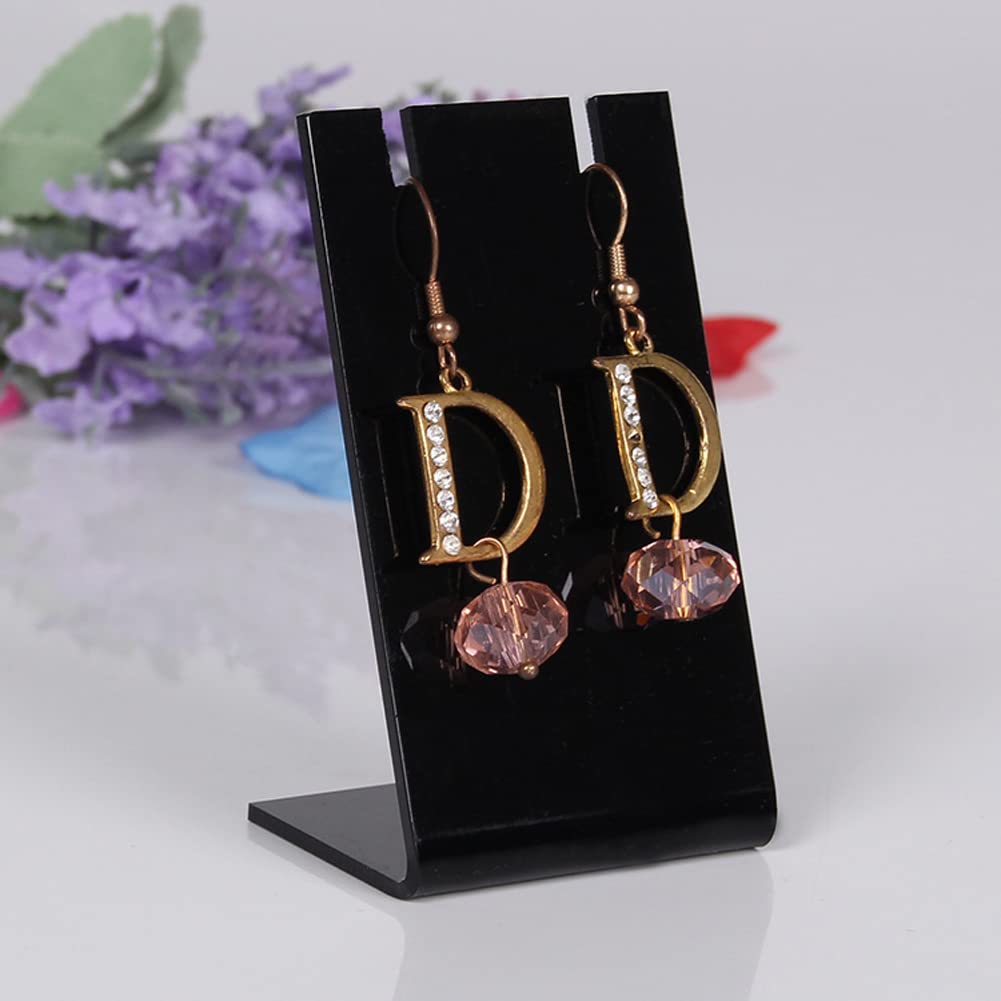 esowemsn 6pcs Black Acrylic Earring Holder L-Shape Jewelry Display Holder Necklace Stand for Necklace Jewelry Dangling Slant Back Display