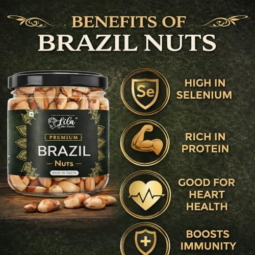 Image of LILA DRY FRUITS Brazil Nuts 500 g Delicious Raw Nuts | Premium Grade A+ Jumbo Size, Rich Natural Source Of Selenium, Protein And Vitamins | Crunchy and Odourless Dry Fruit Perfect for Giftings