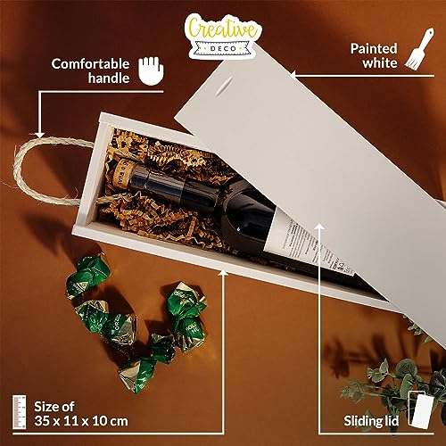 Creative Deco White Wooden Wine Box with Rope, 36 x 11 x 9,8 cm - Image 4