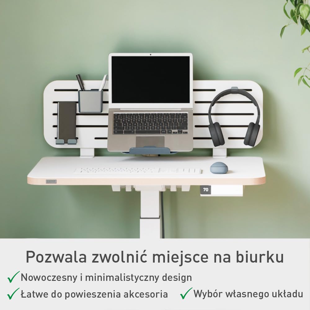 Organizer Leitz Ergo na akcesoria, mocowany do biurka, z uchwytem na laptopa, 80 x 25 cm, 65490000