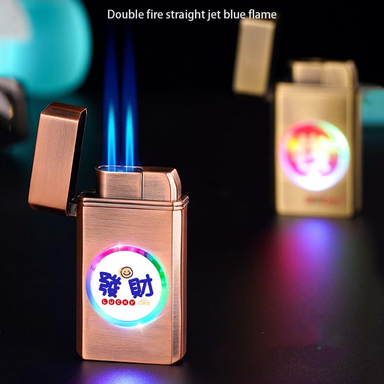 Encendedor de butano de metal con llama azul recargable 2