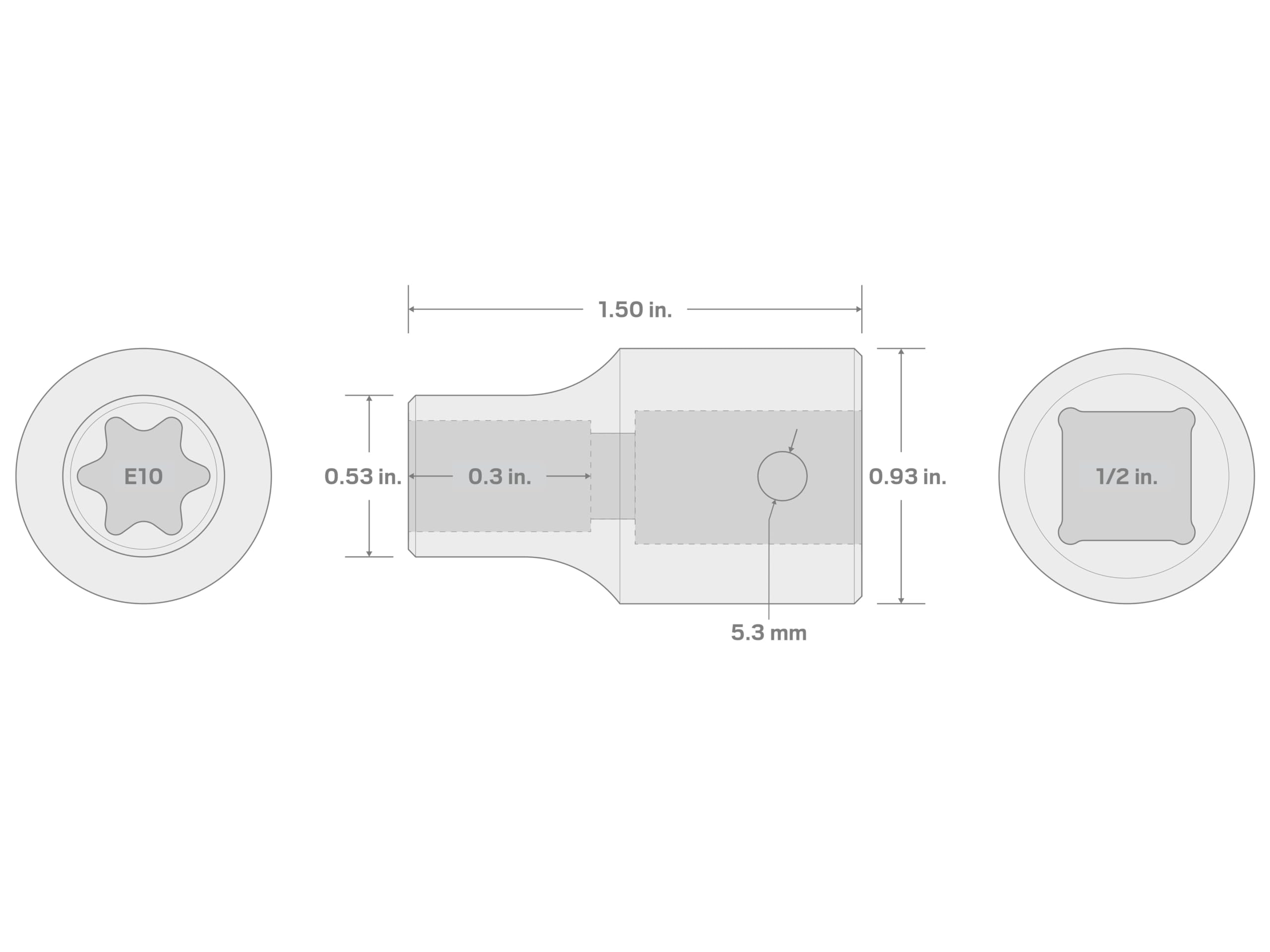 TEKTON SID22410 Dado de impacto externo E10 impulsor de 1/2 pulgada
