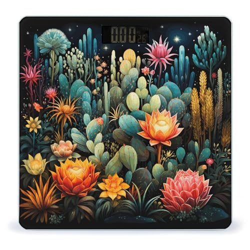 Báscula Digital de Baño con Diseño de Cactus Colorido 26x26 cm miniatura 1