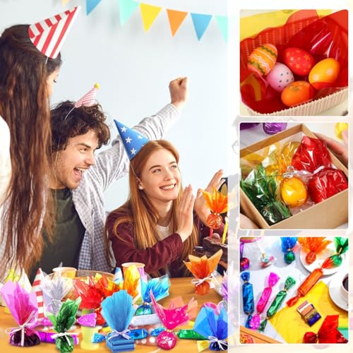 DIKEBAO 8 Farben 120 pcsTransparent Folien Bunte Farbige Zellophanfolie Fensterfolie Scheinwerfer Durchsichtige Folie Farbfolien Gel Geschenkfolie Farbi für Süßigkeiten DIY Arts Crafts Dekoration