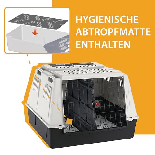 Ferplast 73110021 Autotransportbox Atlas Car Maxi, für Hunde, Maße: 100 x 80 x 71 cm, grau