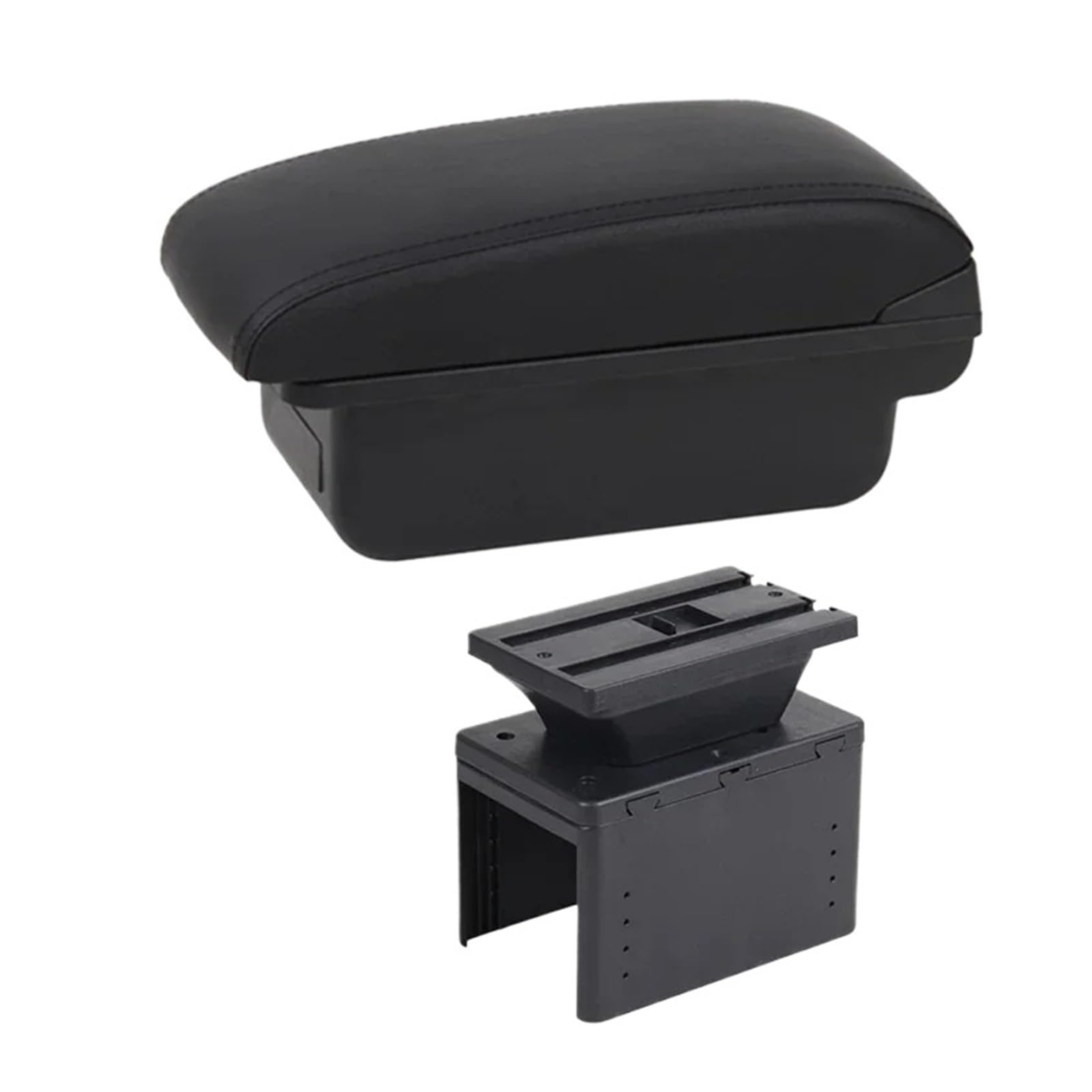 Ggwqoops Car Armrests For Citroen For C3 Armrest Center Storage Box Leather Arm Rest Console USB Led Armrest Box(B1 Black Line)