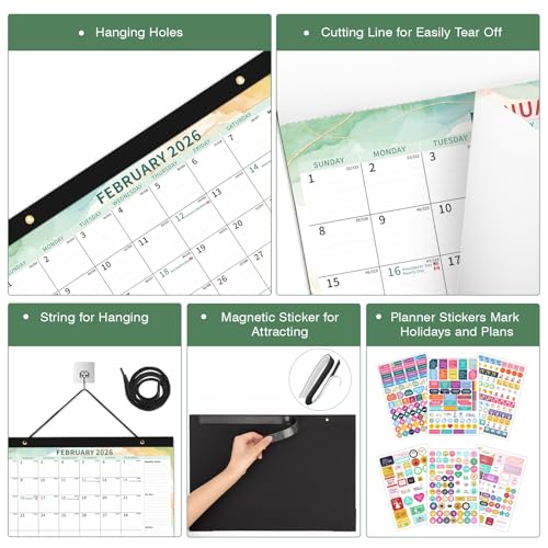 Image of Ospelelf Magnetic Calendar 2026-2027 for Refrigerator, Desk Wall Calendar, January 2026 - June 2027, Monthly Large Planner Pad with Plastic Cover 17 inch X 12 inch Multicolor