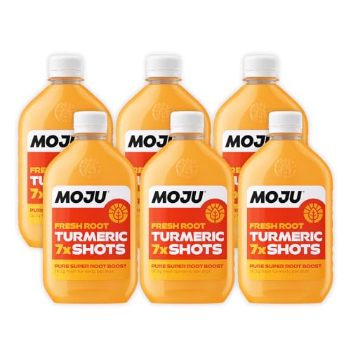 MOJU Turmeric Dosing Bottles (6x420ml Pack, 42 Shots), Exercise Recovery, Natural Ingredients, No Added Sugars or Sweeteners, Vegan