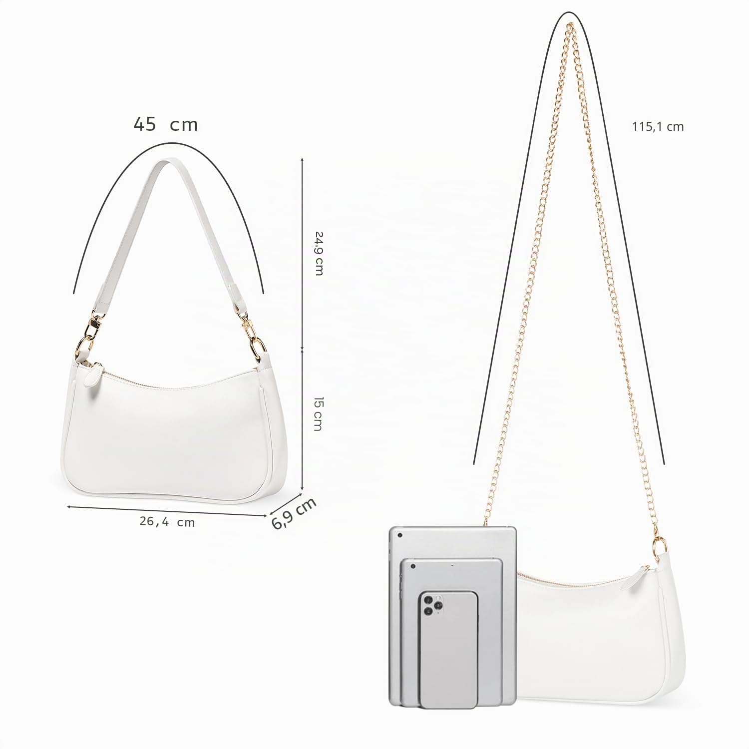 WantGor Clutch Tote Handtaschen, Umhängetasche für Frauen Crossbody Taschen Mini Hobo Bag Retro Vegan Leder Trendy Handtasche