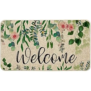 ORTIGIA Welcome Doormat Spring Summer Eucalyptus Leaves Floral Doormat Outdoor Outside Indoor Entrance Mat Non-Slip Durable Absorbent Easy Clean Entryway 17x29.5 Inch ORTIGIA Welcome Doormat Spring Summer Eucalyptus Leaves Floral Doormat Outdoor Outside Indoor Entrance Mat Non Slip Durable Absorbent Easy Clean Entryway 17×295 Inch