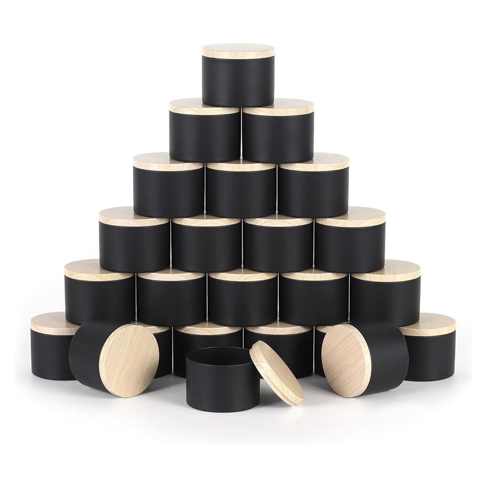 CTRLZS 24 Pack 4 Oz Black Candle Tins with Lids, 4Oz Candle Jars for Making Candles Bulk