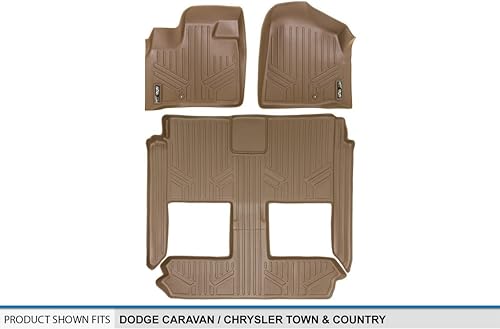 Miniatura 5 de MAXLINER - Juego de alfombrillas de 3 filas para Dodge Grand CaravanChrysler Town & Country 2008-2018 (solo Stow'n Go)