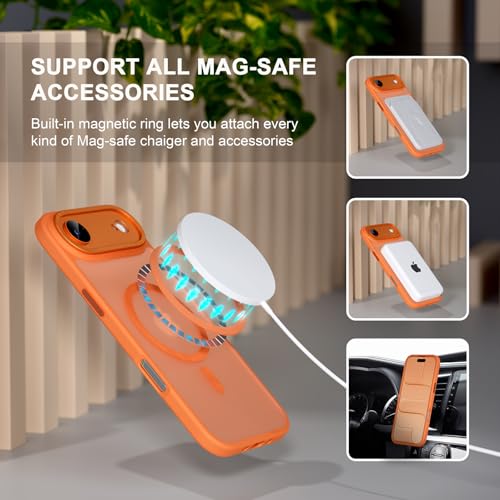 Misea Magnetic for iPhone 17 Air Case Compatible with MagSafe [Military Grade Drop Protection] Full Camera Lens Protector Translucent Matte Phone Case for Women Girls 6.5 inch, Orange - image 3