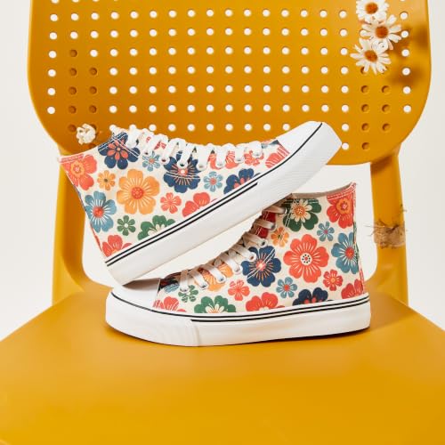 Image of yageyan Womens High Top Canvas Sneakers Fashion White Shoes for Women