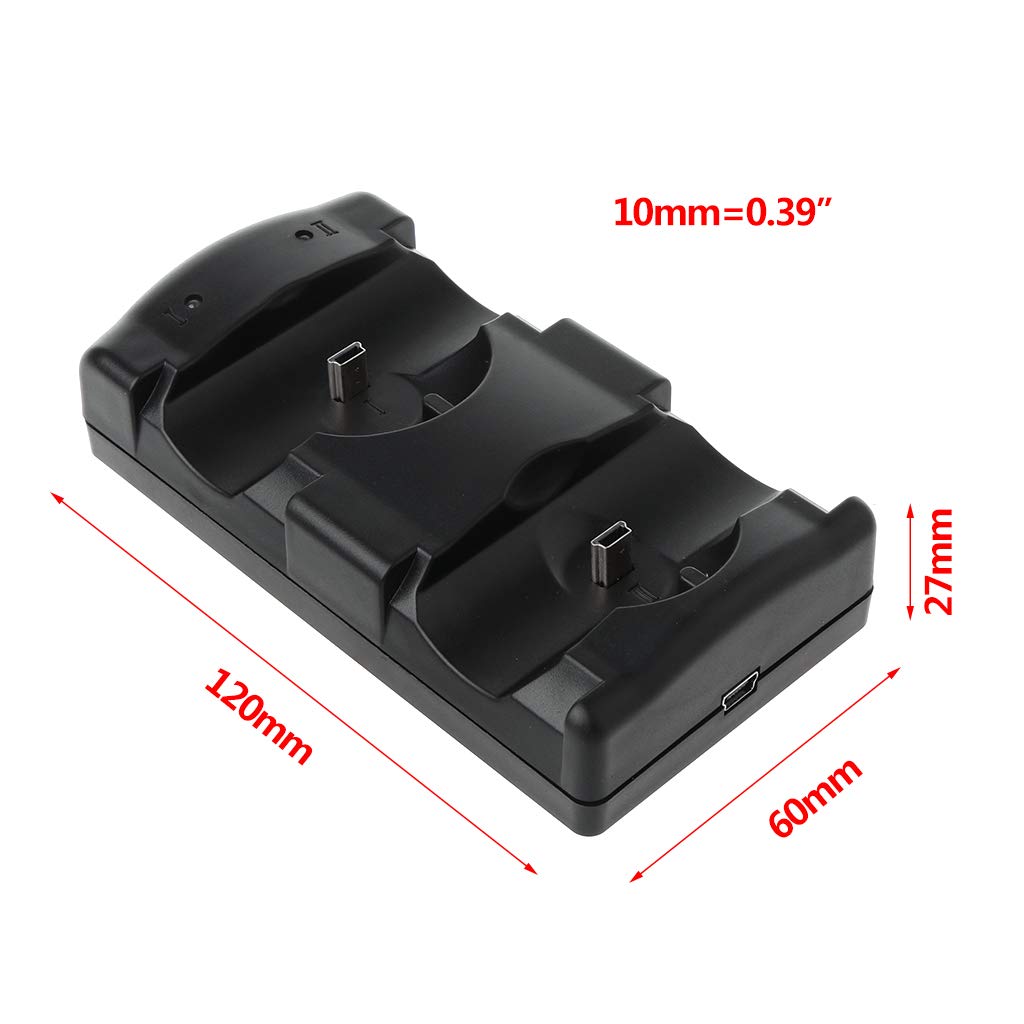 ERUYN Noir Universal USB Alimenté Double Double Chargeur Dock Stand Station de Charge pour PS3 Move Manette sans Fil Noir