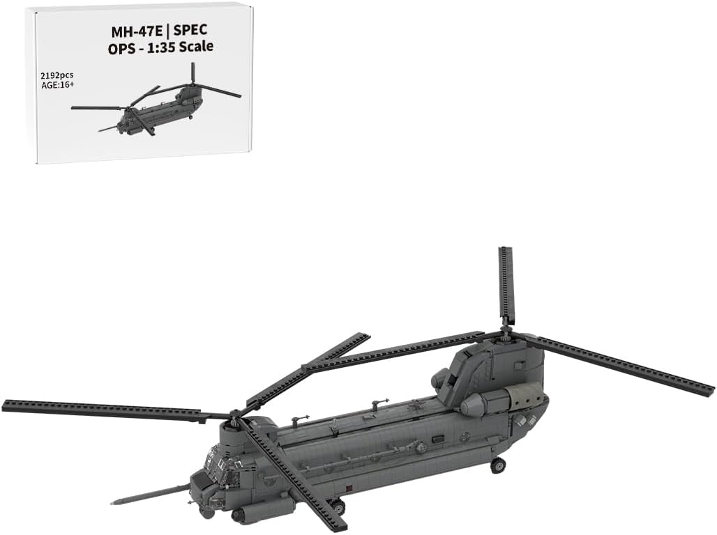 The CH-47 Transport Helicopter Building Blocks Set, 1/35 Scale MOC-227856 Military Helicopter Building Model, 2192Pcs Brick Transport Aircraft Model (Dark Gray)