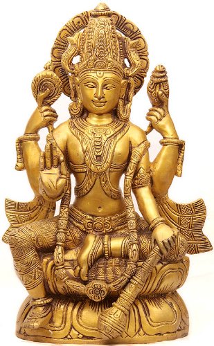 Statue de Vishnu Kamalasana Chaturbhuj laiton pour chasser le stress et harmoniser la maison