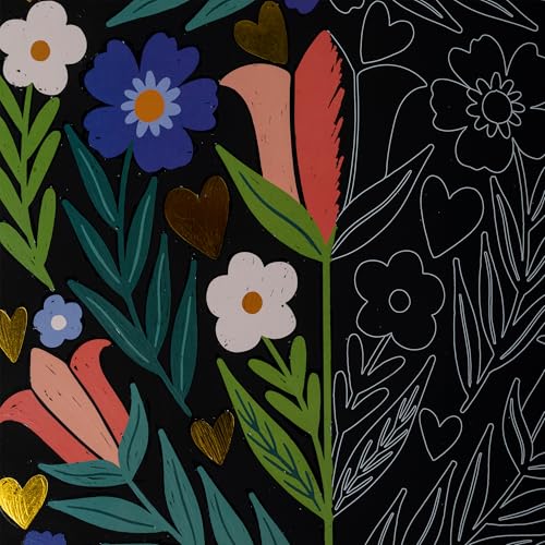 brea reese scratch art paper pad - butterfly garden - 6 designs metallic guided art dual-tip stylus amp brush easy-to-frame 9x12 pages adult craft