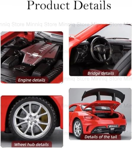 Image of 1 /32 Merceedes Benz SLS AMG GT Future Model Car - Exclusive Alloy Metal Pullback Toy with Openable Doors, Lights, and Music for Kids (1:32 Merceedes SLS- Red)