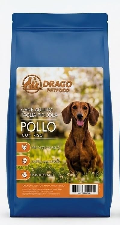 Drago Petfood Pienso para perro adulto de talla pequeña con pollo con arroz, 29% pollo, hipoalergénico, soporte para sistema inmunológico