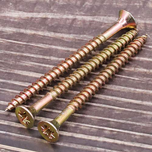 M6 x 100mm (20 PCS) Tornillos para madera con cabeza plana Phillips, acero al carbono zincado amarillo, cabeza avellanada para yeso miniatura 3