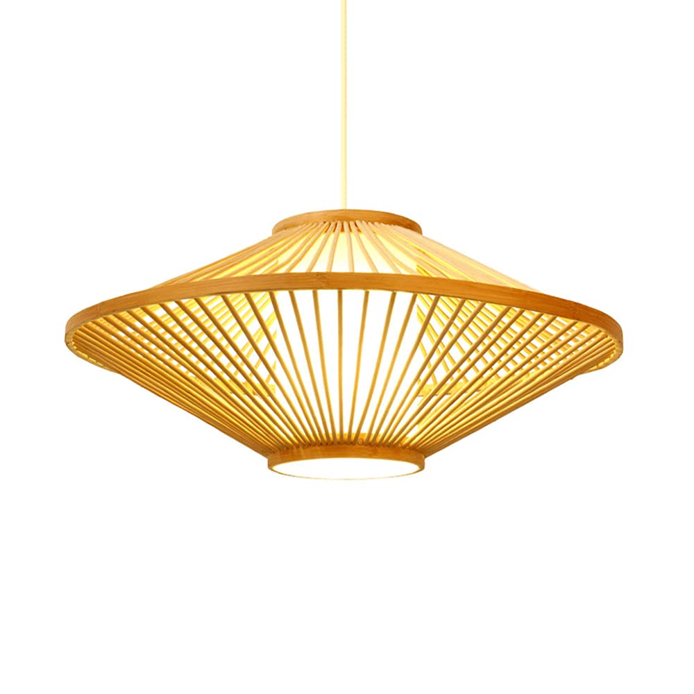 LYMSXAZOU E27 Ceiling Light 1-Light Retro Pastoral Pendant Fixtures Bamboo Handwoven Chandelier Rattan Hanging Lamp Fixture For Dining Room, Kitchen, Farmhouse Restaurant Loft