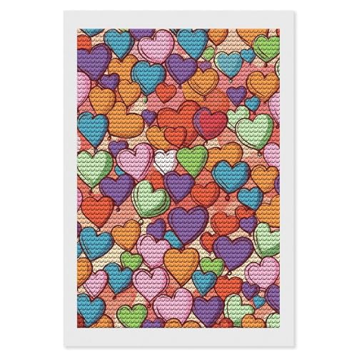 Kit broderie diamant coeur coloré ELUZZIZUT pour adulte avec strass ronds