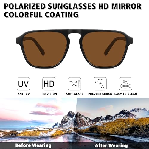 STORYCOAST Polarized Retro Aviator Sunglasses for Men Women Classic Driving Running Sports Square Aviators Sun Glasses3