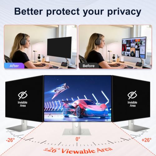 Image of 2 Pack 34 Inch Privacy Screen for Curved Computer Monitor fit 21:9 Aspect Ratio Widescreen Monitor - Anti Glare Blue Light Filter, Anti-Scratch Protector Film