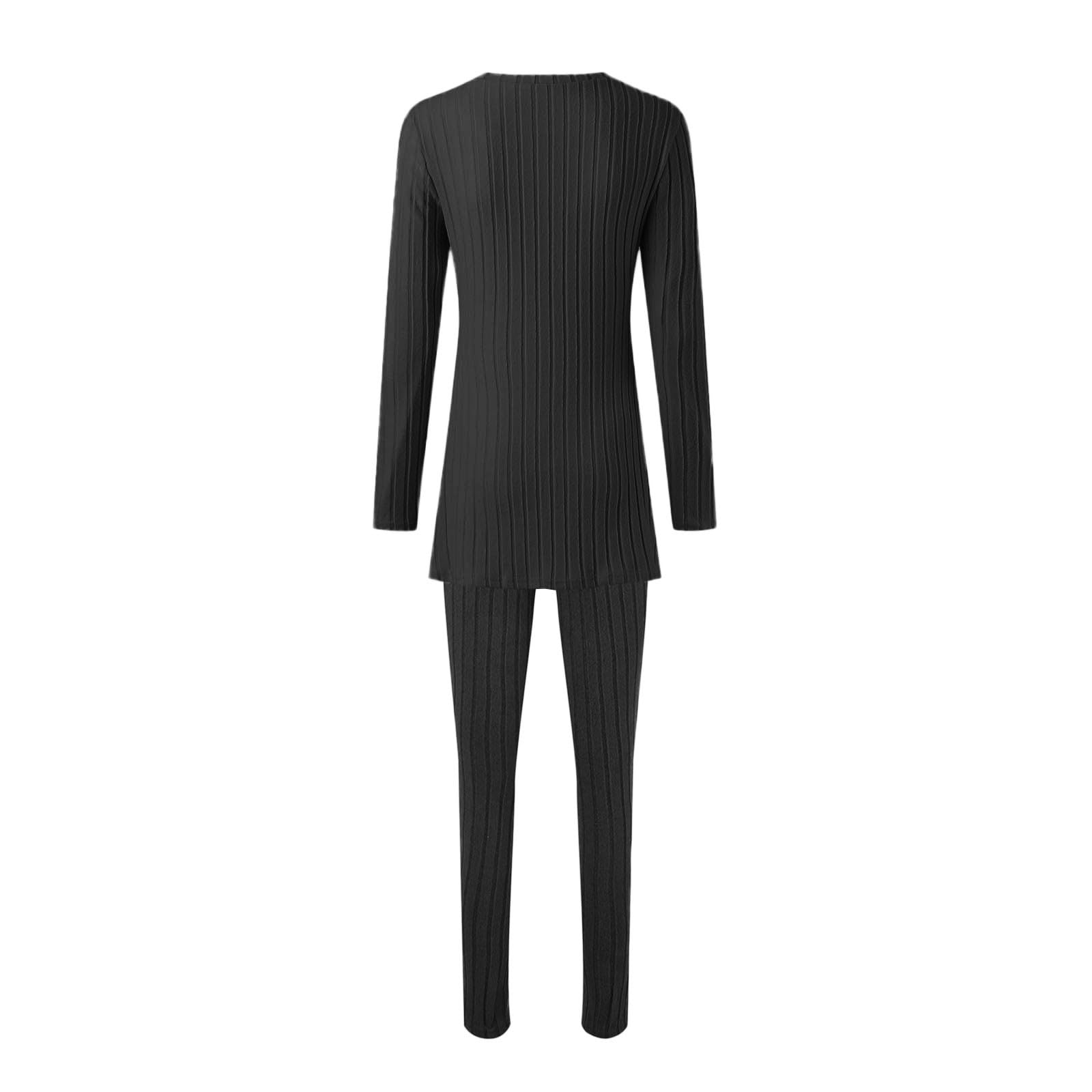 2024 da donna in due pezzi Set manica lunga girocollo T-shirt con orlo a fessura Pantaloni a vita alta Tuta
